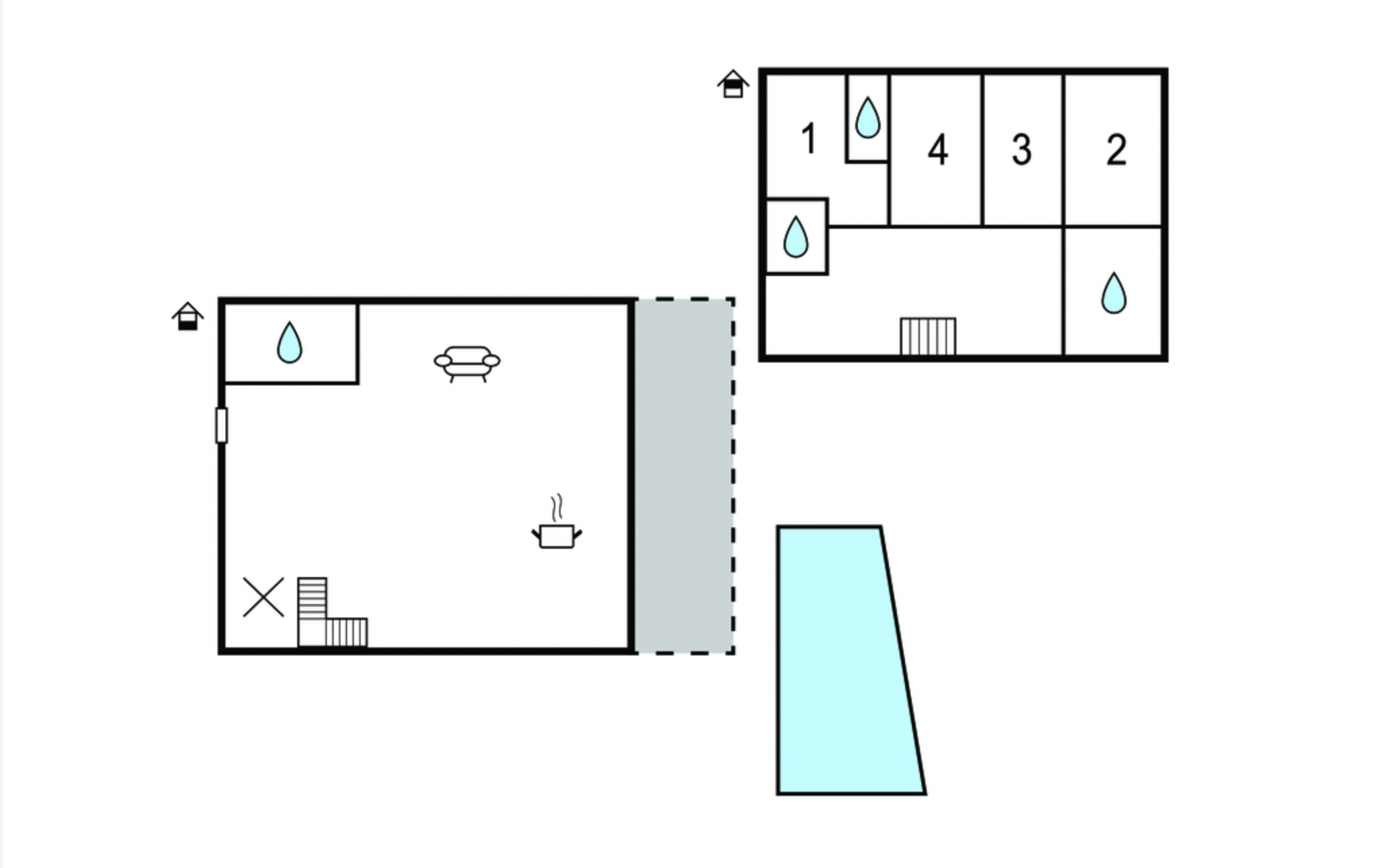 Villa Mia floor plan overview with room layout and pool
